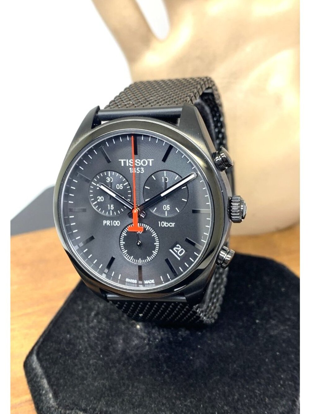 Tissot Mens Watch PR100 Swiss Quartz Chronograph Black Dial Steel T1014173305100